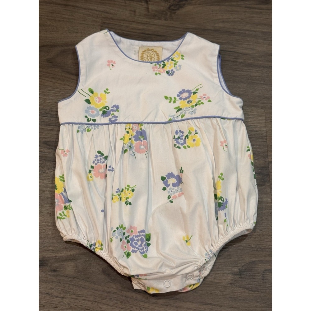 Beaufort Bonnet Bubble 18-24M White Floral Heirloom Southern Boutique Romper